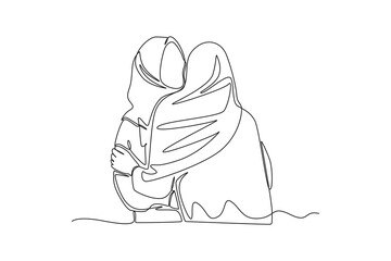 Continuous one line drawing Happy Islamic new Year concept. Single line draw design vector graphic illustration.