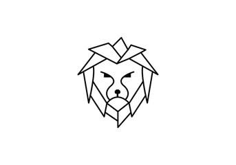 Line art lion logo design