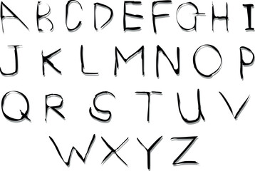 English alphabet with large thin letters