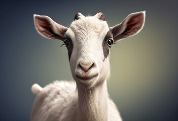 Obraz premium White goat standing on a gray background. 3d rendering, 3d illustration generative ai