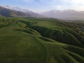 panoramic view of the alpan mountains Kyrgzstan