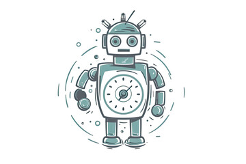 Obraz premium Robot sketch icon. Bot sign design. Chatbot symbol concept. Voice support service bot. Online support bot.AI Generative