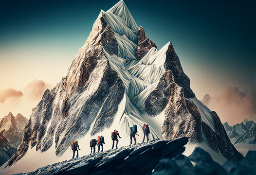 Hikers walking in the mountains. 3D Rendering Elements of this image furnished by NASA generative ai