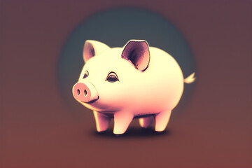 Piggy bank isolated on matte brown background. Generative AI