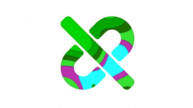 Multi-colored icon unlink with colored spots floating inside. Looped from frame 120 to 839, Alpha BW at the end
