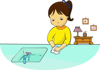Girl wash the wound and first aid for bleeding isolated illustration
