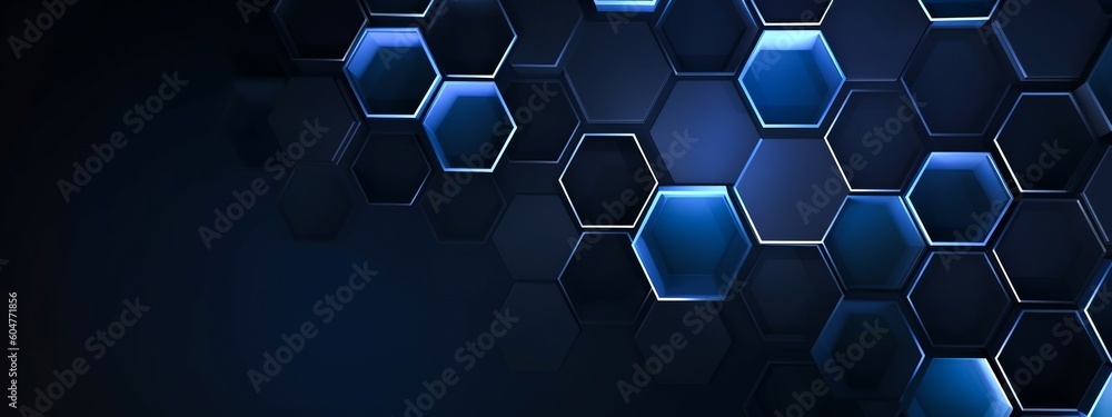 Aufkleber abstract futuristic digital geometric technology hexagon background banner illustration - dark blue 