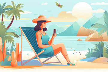 Obraz na płótnie Canvas Chatbot helping to plan a vacation or holiday getaway.AI Generative