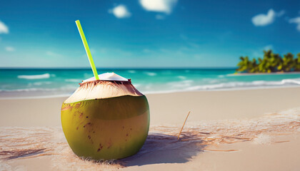 coconut cocktail on the beach