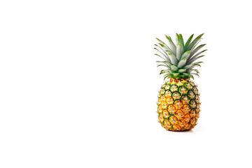 Fresh ripe pineapple isolated on white background with copy space. Created with Generative AI Technology