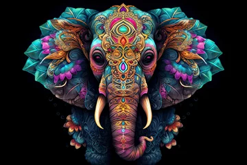 Photo sur Plexiglas Style bohème colorful mandala art forming as elephant head.AI Generative