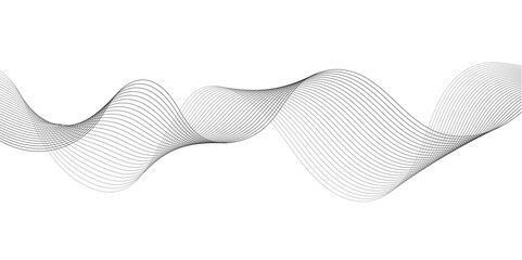 Abstract wavy white and grey curved lines on transparent background. Frequency sound wave lines and technology background, Design for brochure, flyer, banner, template, wallpaper, business wave curve 