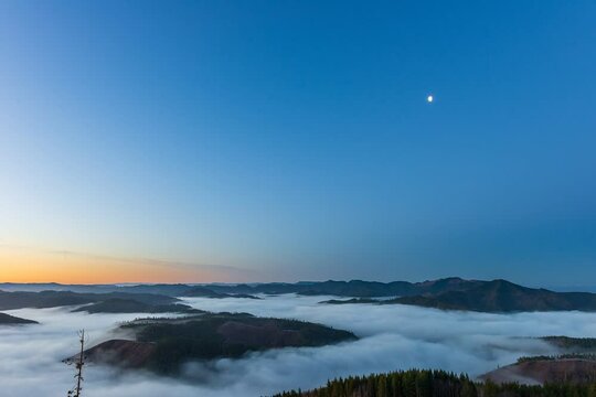 Sunrise time lapse over the Tillamook Forest.