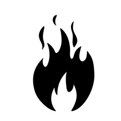 Hand drawn fire silhouette. Fireball black and white vector sketch