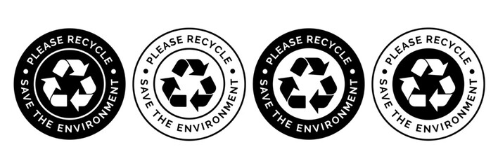 Set of symbols and signs for design of recycle label products.