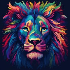 Plakat lion, animal, head, vector, illustration, tiger, wild, tattoo, cat, cartoon, mascot, face, wildlife, black, isolated, mammal, zoo, symbol, king, feline, predator, art, power, silhouette, safari