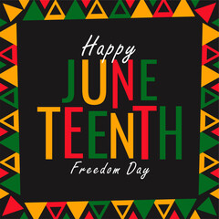 happy juneteenth text design with african pattern ornament