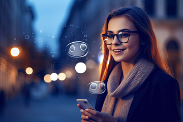 Graphic overlay to imply chatbot conversation with person.AI Generative