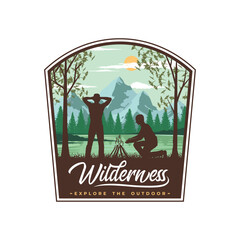 Hipster Camping Logo. Outdoor Camping Vintage Logo Vector