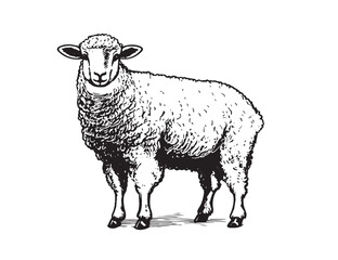 Sheep hand drawn illustrations, vector.