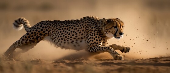 Cheetah running and hunting in its natural habitat - obrazy, fototapety, plakaty
