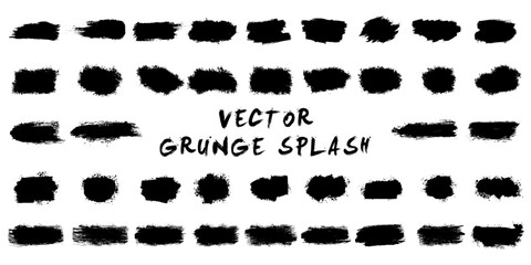 Paint ink splatter, stains set. Splash of paints with drops. High level of tracing and many details. Illustration splash and drip design. Vector grunge set