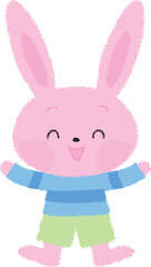 両手を上げて喜ぶうさぎの男の子イラスト