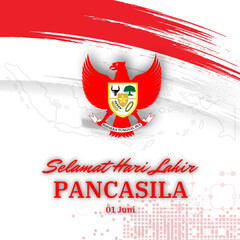 Happy Pancasila Day Garuda With Jakarta Landmark Flat
