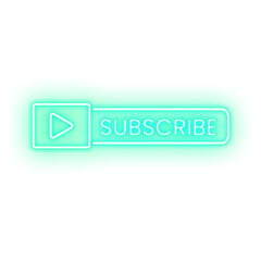 Neon Subscribe text with play button. Best for your video and graphic design banner Transparent button.