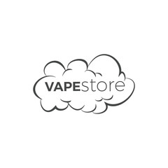 Vape store logo or icon, outline vector illustration isolated on white background.