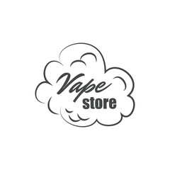 Vape store typography banner or emblem template, vector illustration isolated.