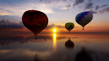 Balloons at sunset