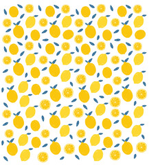 Seamless pattern with the whole lemon and lemon slice