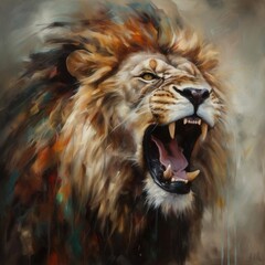 Illustration of a roaring lion.