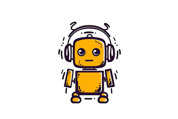 Fototapeta premium Robot sketch icon. Bot sign design. Chatbot symbol concept. Voice support service bot. Online support bot.AI Generative
