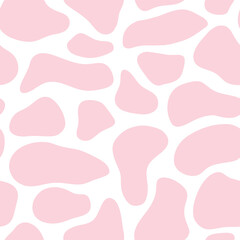 Cow print vector seamless pattern design, abstract seamless animal skin repeat background in pink. 