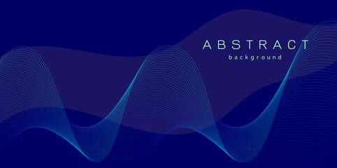 Dark abstract background with glowing wave. Shiny moving lines design element. Vector illustration.