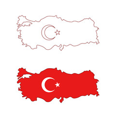 Turkey map icon, vector isolated Turkey map symbol set