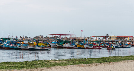 Boats at El Chaco beach, Paracas Ica Peru