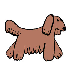  Line art cartoon cute afghan hound dog walking-01.png