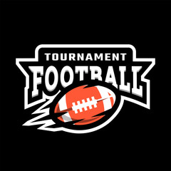 American football tournament logo, emblem on a black background. Vector illustration.