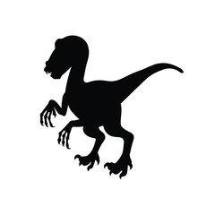 Tyrannosaur prehistoric animal black silhouette vector illustration isolated.