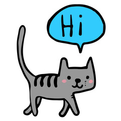 cartoon cute gray cat smile pattern minimalist style-01.png