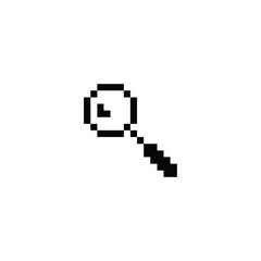 search icon pixel art style use black color good for your project and game asset.