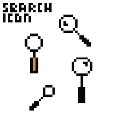 search icon pixel art style use black color good for your project and game asset.