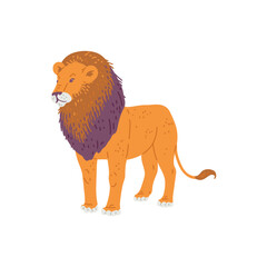 Lion African animal, flat vector illustration isolated on white background.