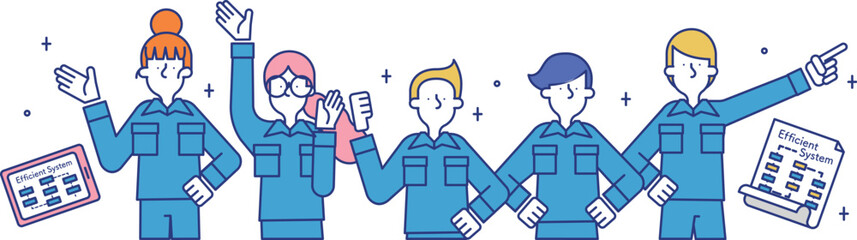 製造技術の職種で働く男性と女性