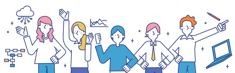 データサイエンティストの職業に就く男性と女性のイラスト