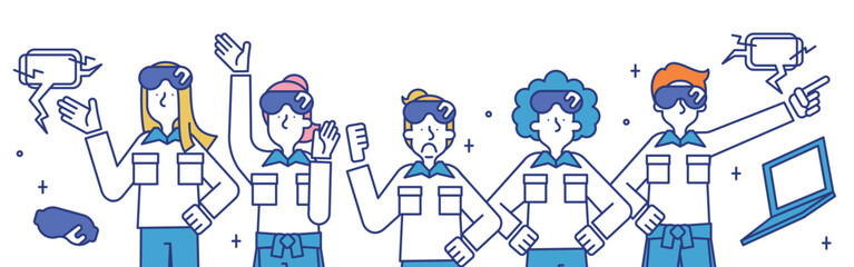 AR技術者の職業に就く男性と女性のイラスト