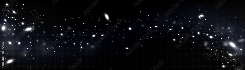 Poster white firefly light glow flowing. star particle spell overlay on transparent background dark space. 